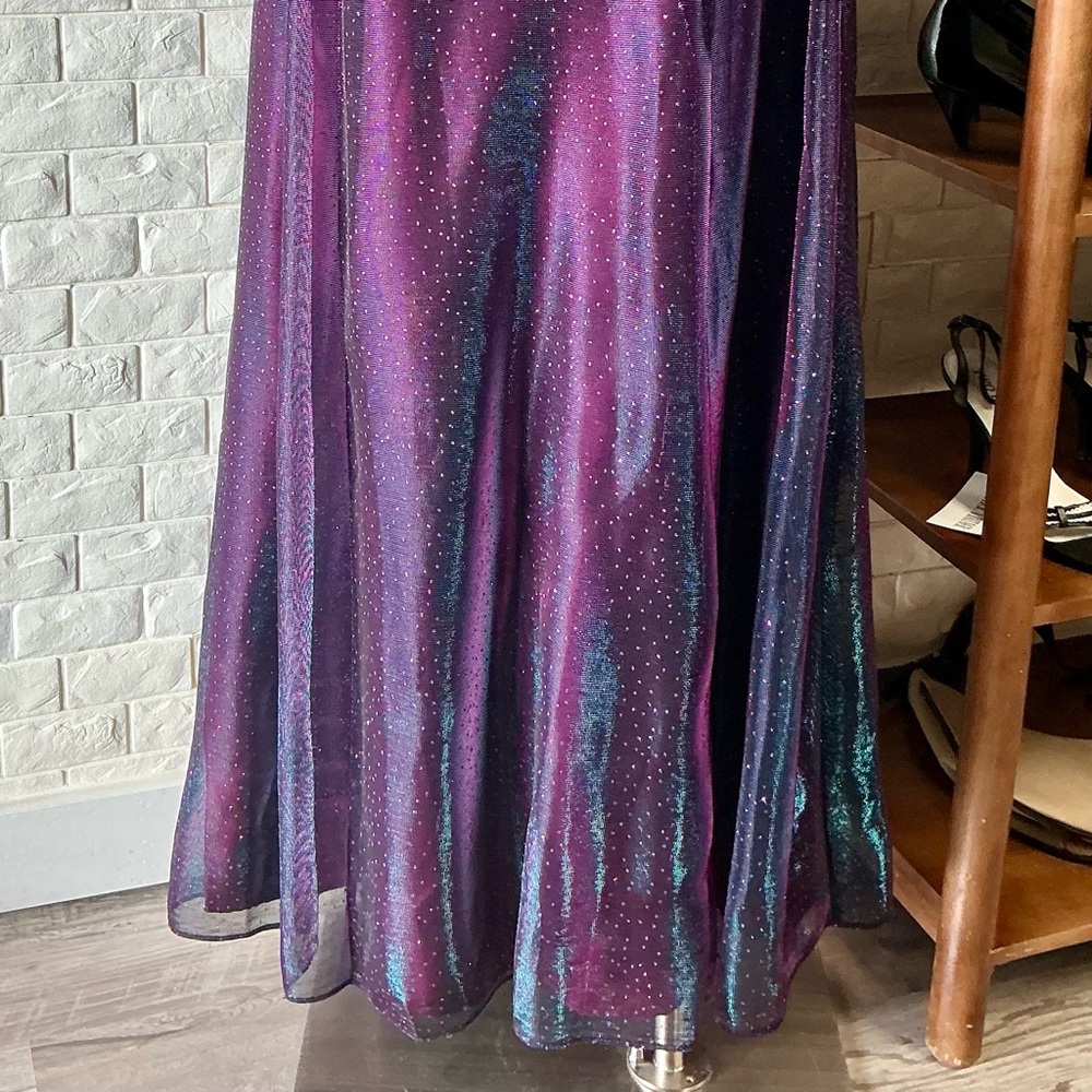 Vintage Y2K Iridescent Glitter Galaxy Color-Changing Strappy Back Formal Gown - Picture 7 of 15
